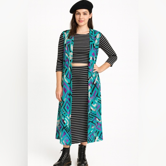 Vibrant Multicolor Sleeveless duster extra long vest by LulaRoe - Picture 1 of 6